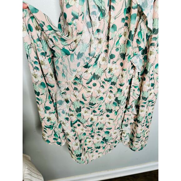 SHOSHANNA Pink Floral Hourglass Flutter Sleeves Ruffled Triana Midi Dress Size 2 - Picture 7 of 13